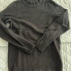 Talbots Women's Black Crew ruffle Neck Sweater